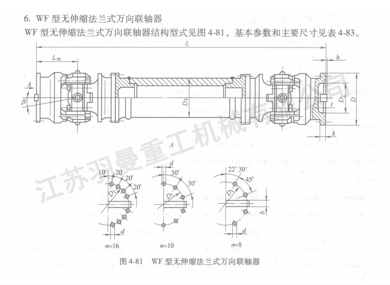 遼寧WF型無伸縮法蘭式萬向聯軸器