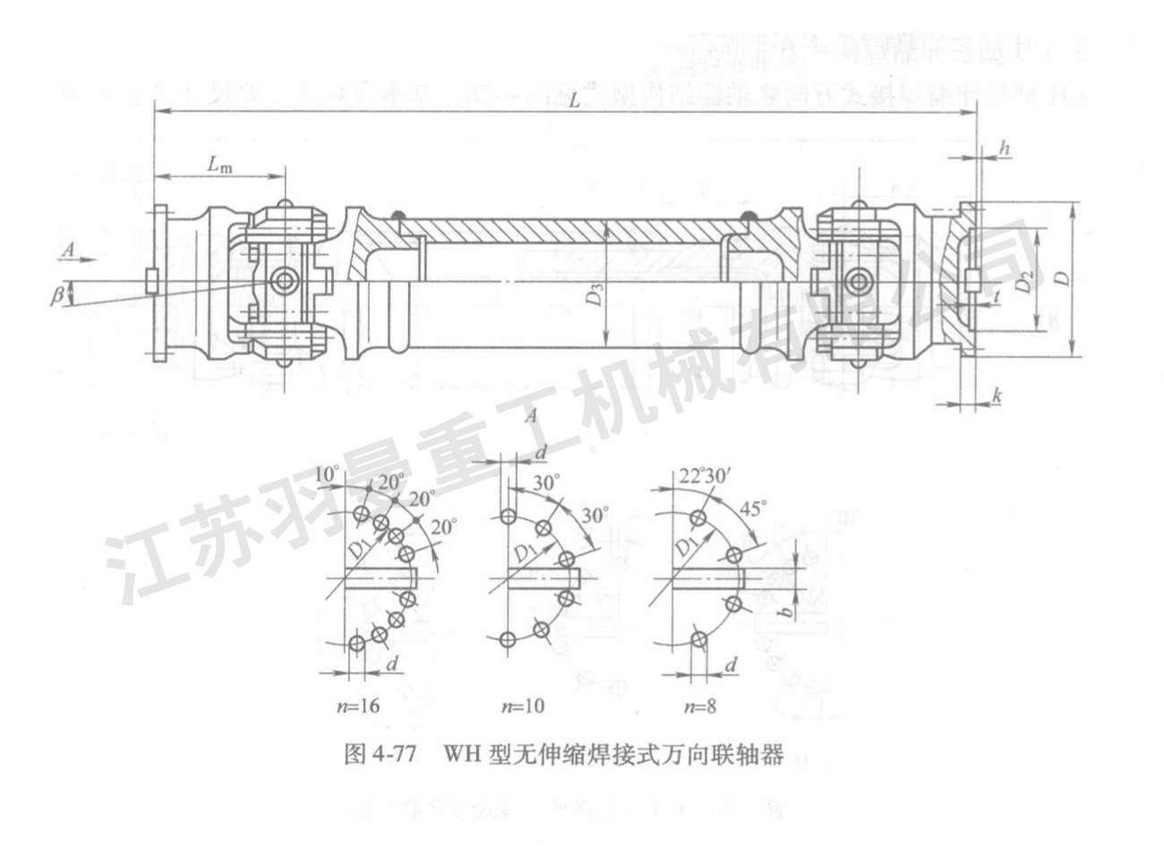 遼寧WH型無伸縮焊接式萬向聯軸器